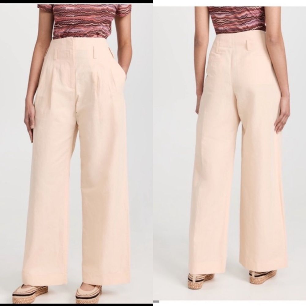 Ulla Johnson Pascale Ultra Wide Leg Pleat Front Pant Petal Pink SZ 2 NEW‎ *FLAW